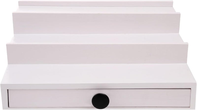 Fengligoo White Cologne Organizer for Men - 3 Tier Wooden Perfume Display Stand with Drawer and Hidden Compartment for Organizing and Storing, Cologne Holder Shelf for Dresser - Image 5